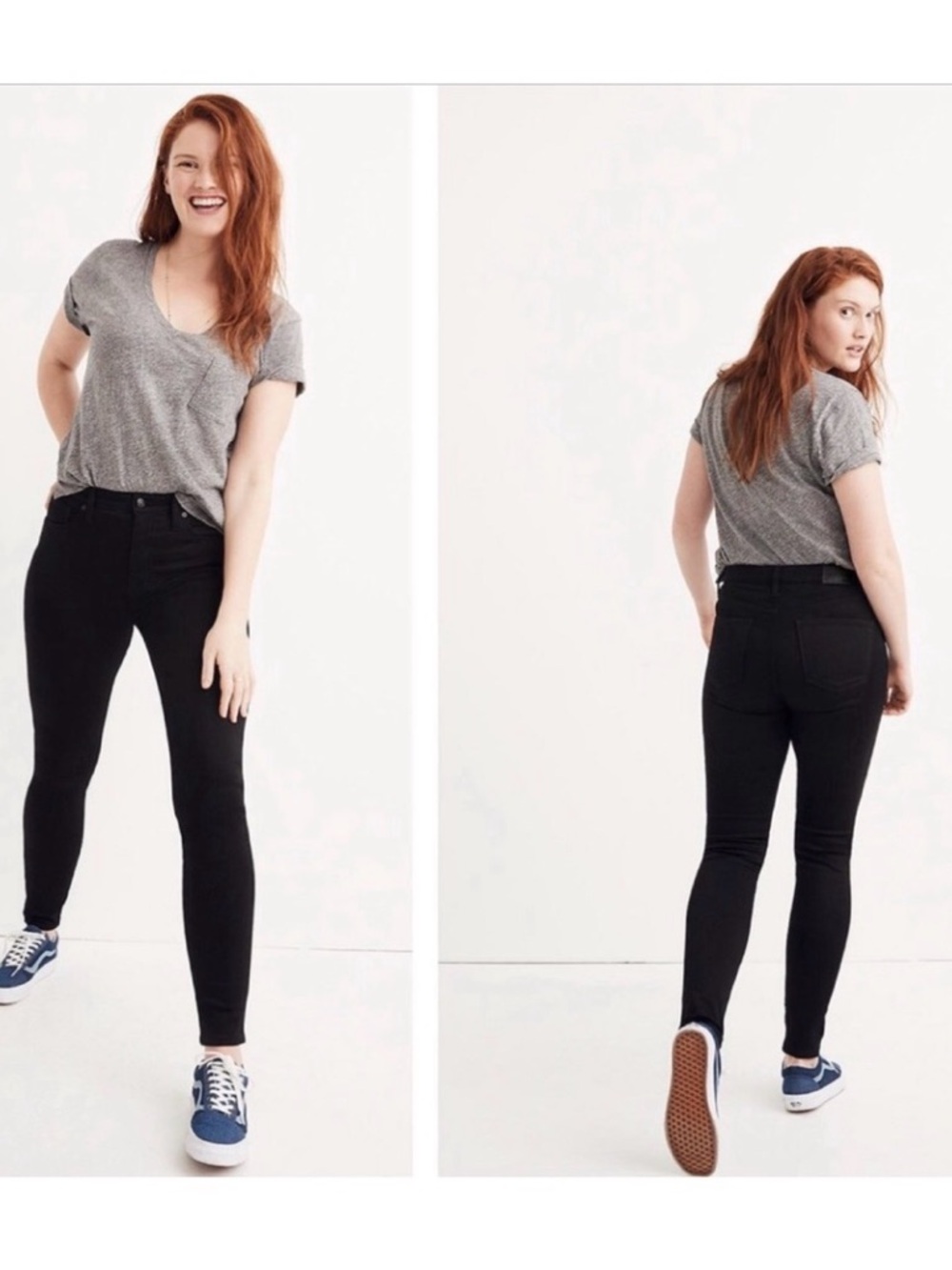 MADEWELL 10" high-rise skinny jeans black 27” tall hi-waisted fair trade cotton